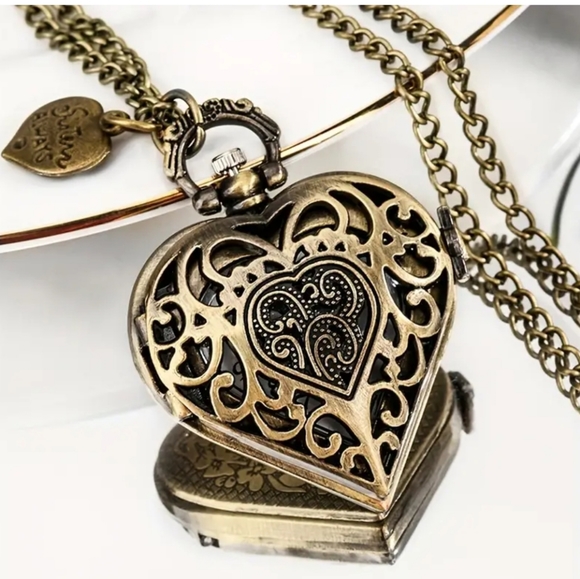 New sisters heart pocket watch battery included main image 4